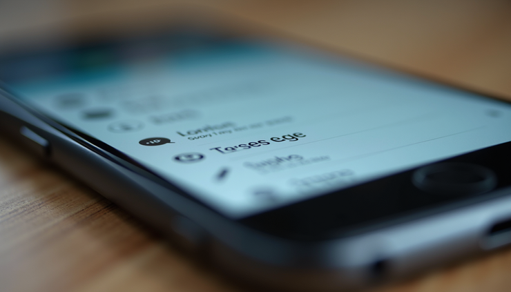 Eye-level view of a mobile phone screen showing SMS settings