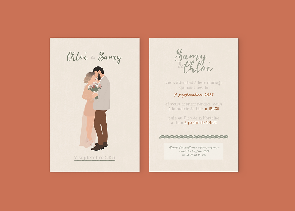 Thumbnail: Faire part de mariage personnalisé - Modèle "Chloé"