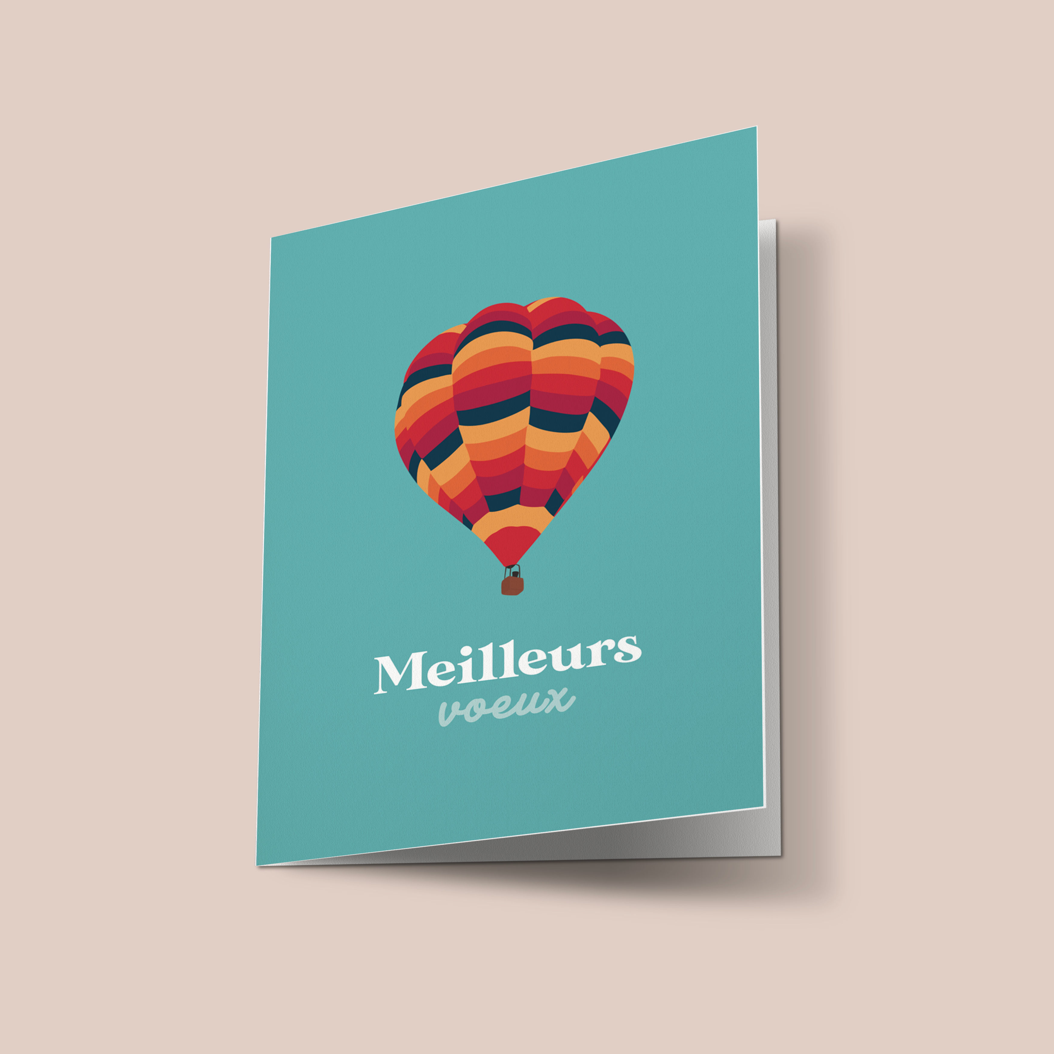 Carte de voeux - Meilleurs voeux en mongolfière