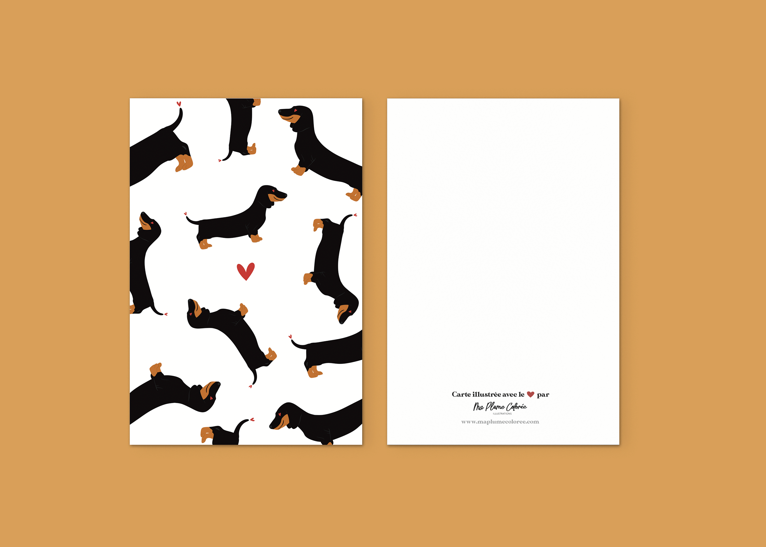 Carte de voeux - Teckels lovers