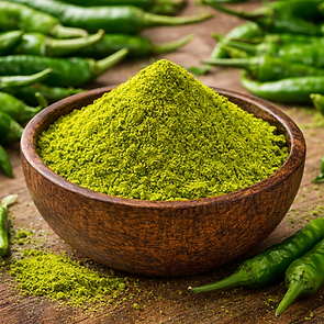 Green chili powder with vibrant spice, export quality dehydrated vegetable powder supplier