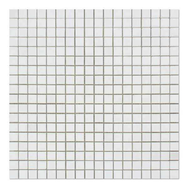 5/8 X 5/8 THASSOS WHITE MARBLE HONED MOSAIC TILE