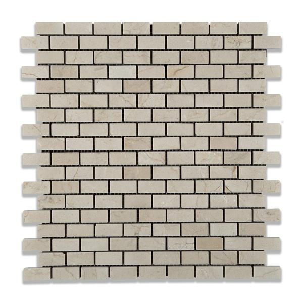 CREMA MARFIL MARBLE HONED BABY BRICK MOSAIC TILE