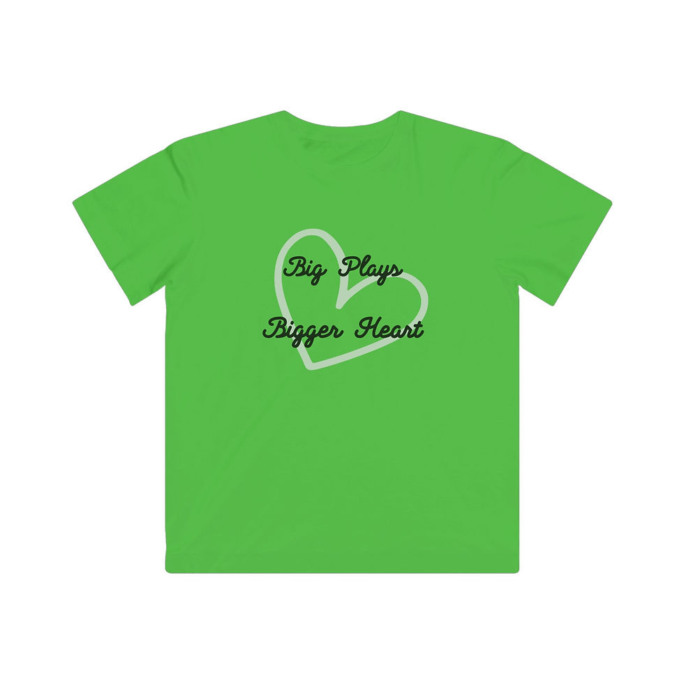 Thumbnail: Kids Fine Jersey Tee - 'Big Plays, Bigger Heart' Motivational T-Shirt