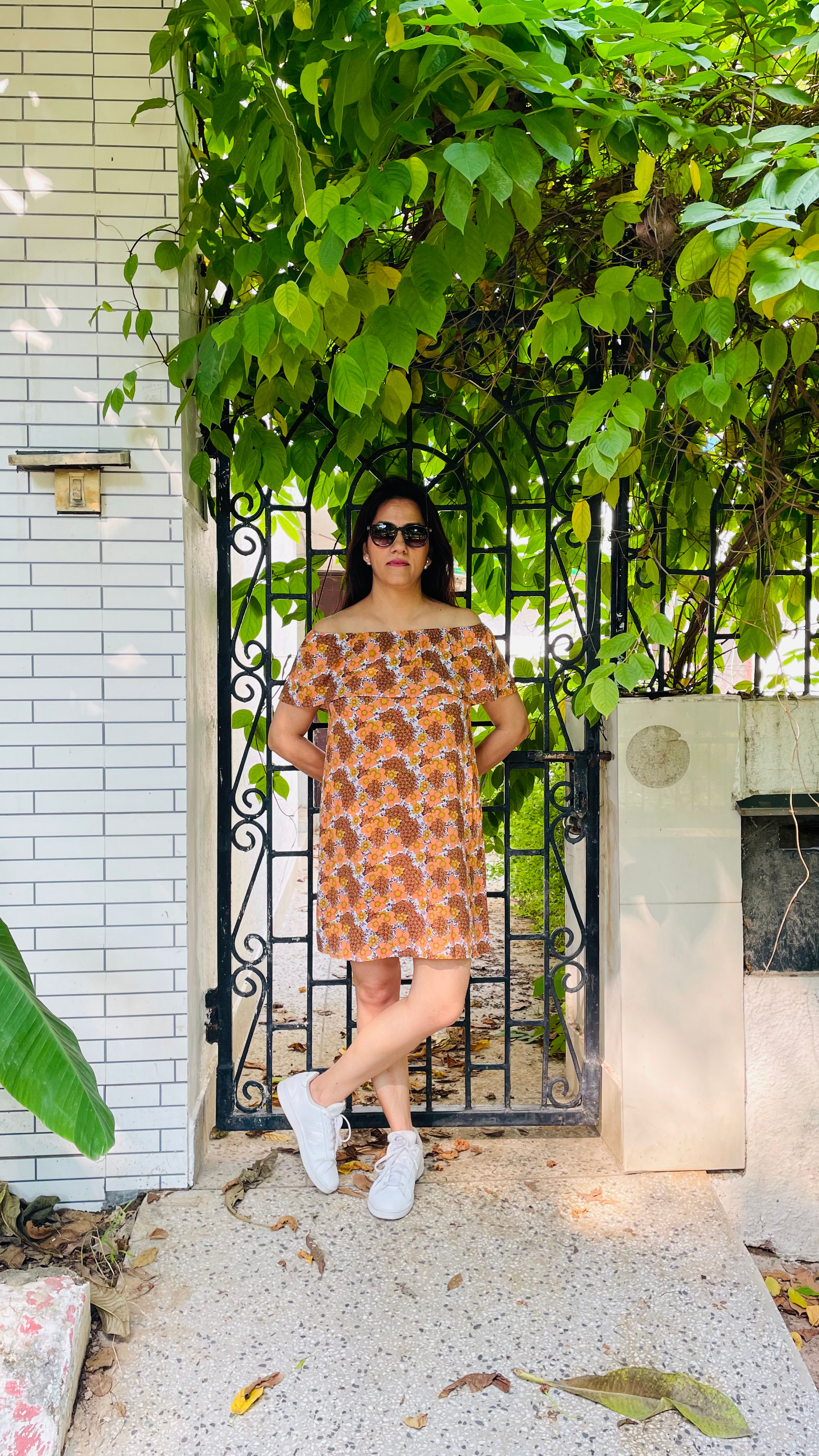 Off shoulder Autumn floral dress