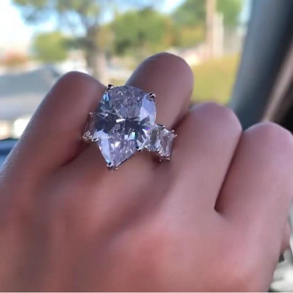 Thumbnail: 2020 Handmade Water Drop 8ct Lab Diamond Ring 925 Sterling Silver Jewelry