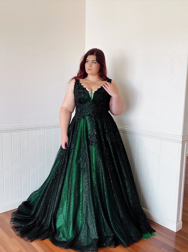 green emerald velvet dress Black Lace Green Satin Strapless Side Slit A-Line Prom Dresses,CP0420 US0 / Custom Color(leaving A note)