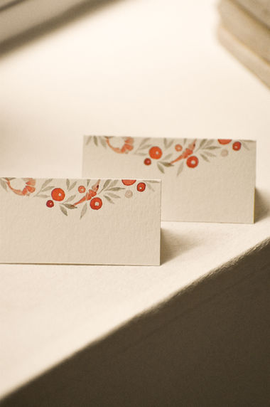 Faire-part de mariage réalisé à la main par Leauvive Papeterie sur un papier blanc naturel à l'aquarelle.