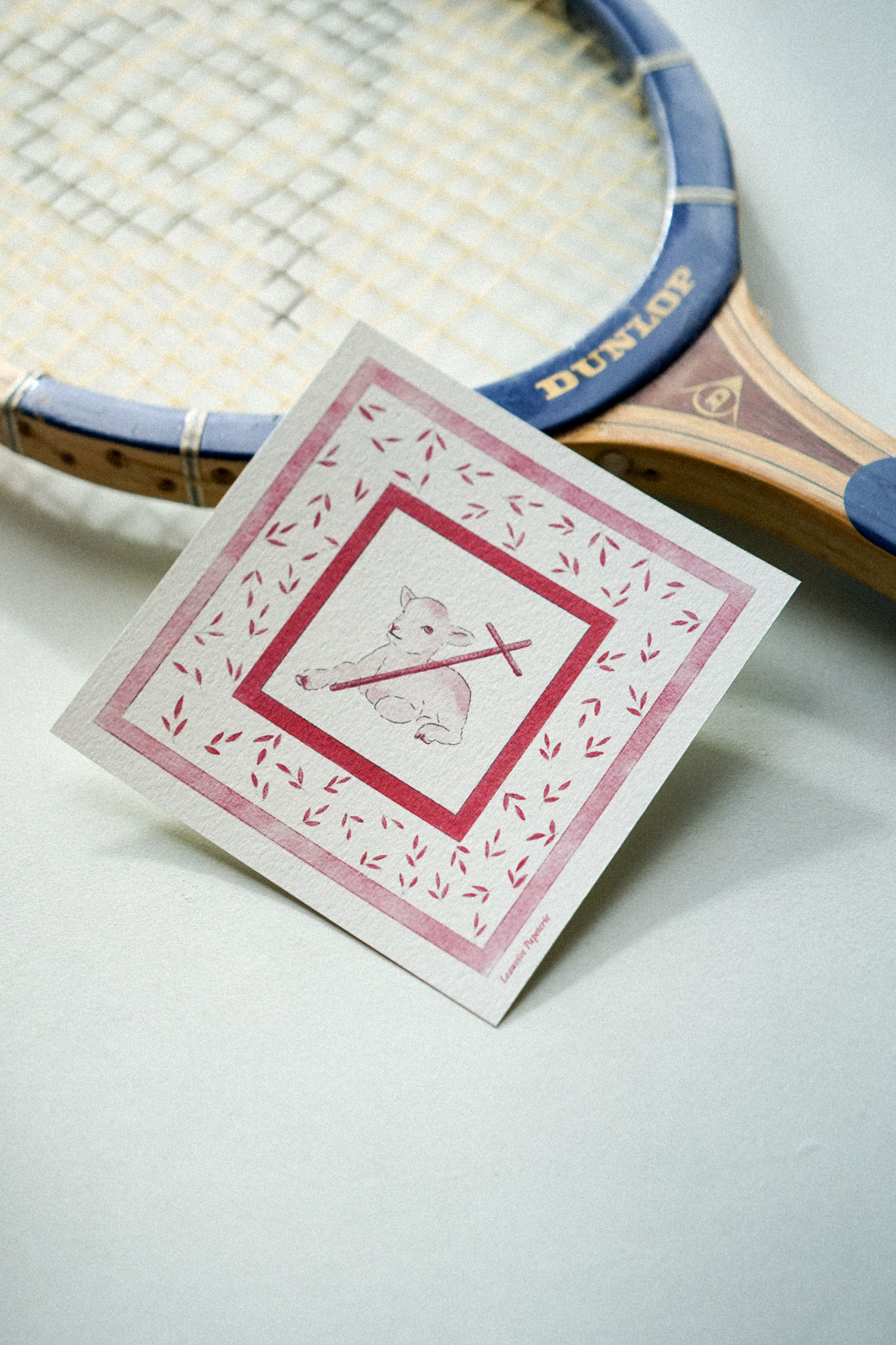 Carte Agneau - Rose framboise