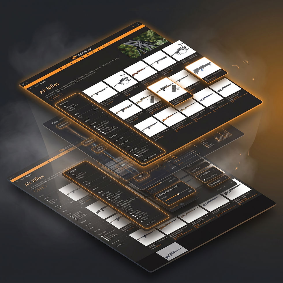 Website drill down showing filtered items as an exploded image