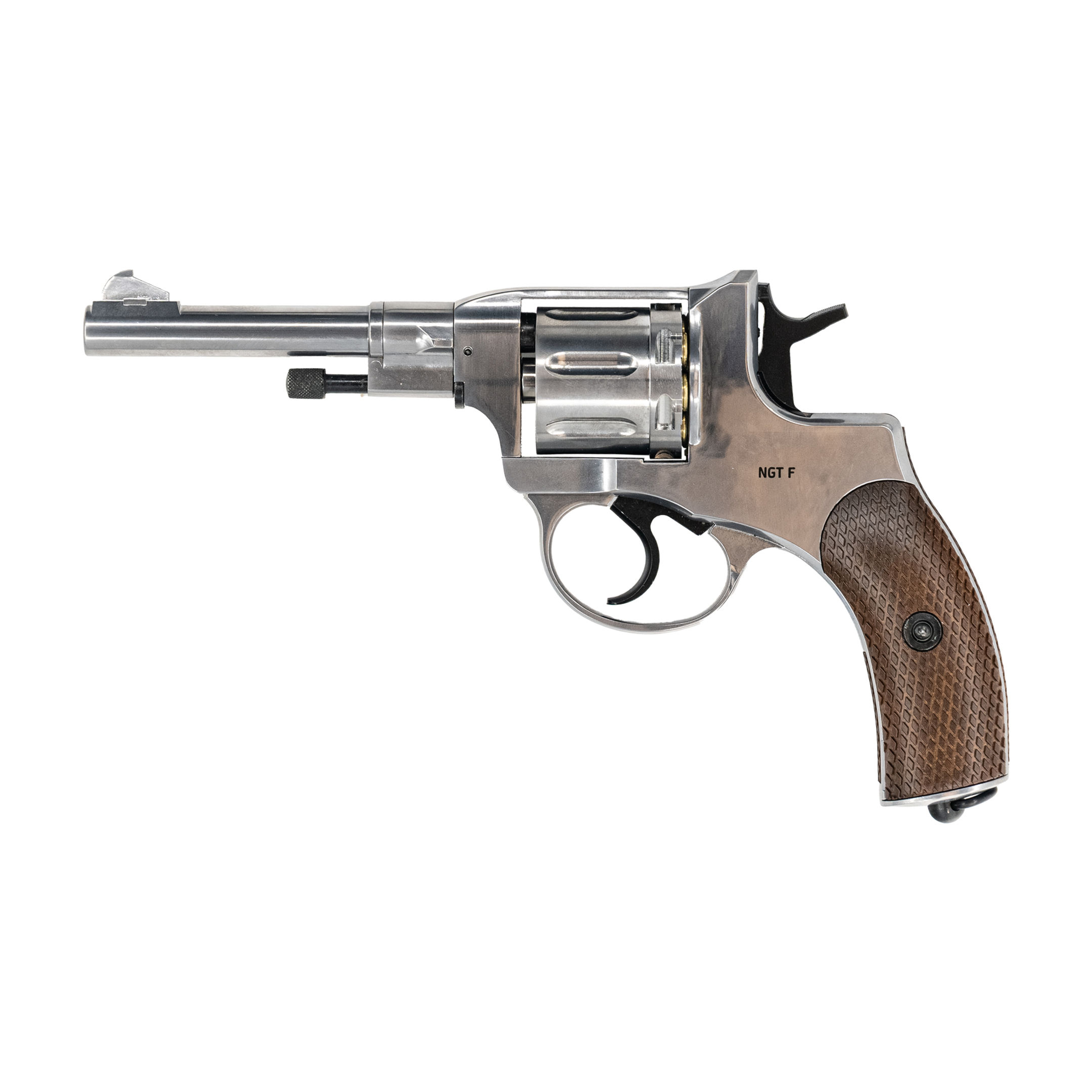 Pre-Fired Gletcher NGT-F Silver Nagant 1895 CO2 Air Pistol Revolver