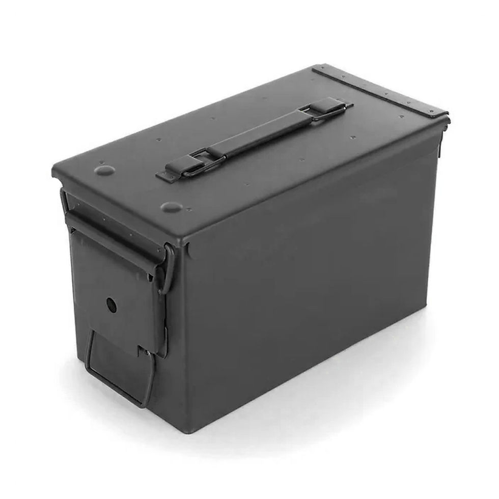 Thumbnail: Black metal ammo box with handle