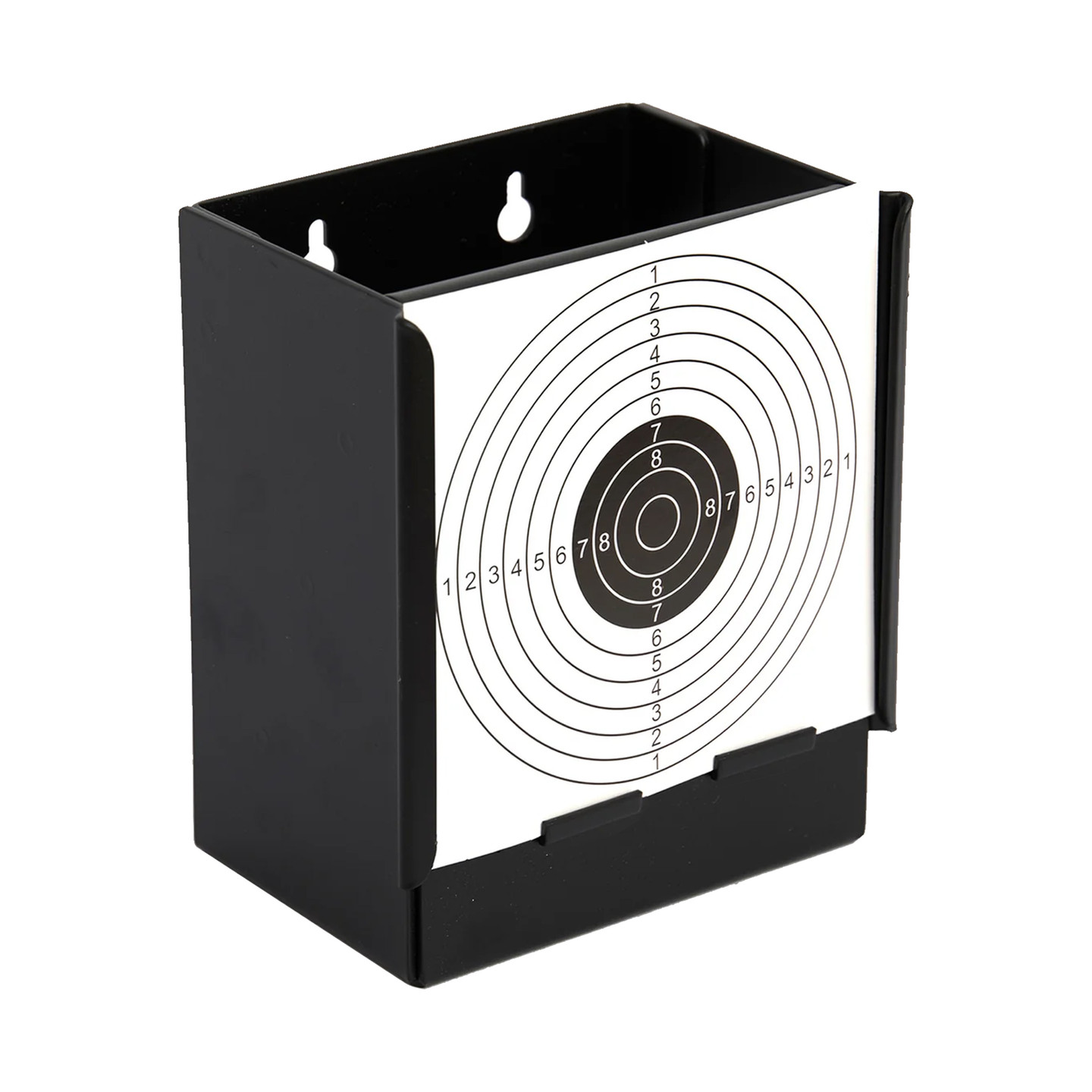 Black target holder with paper target