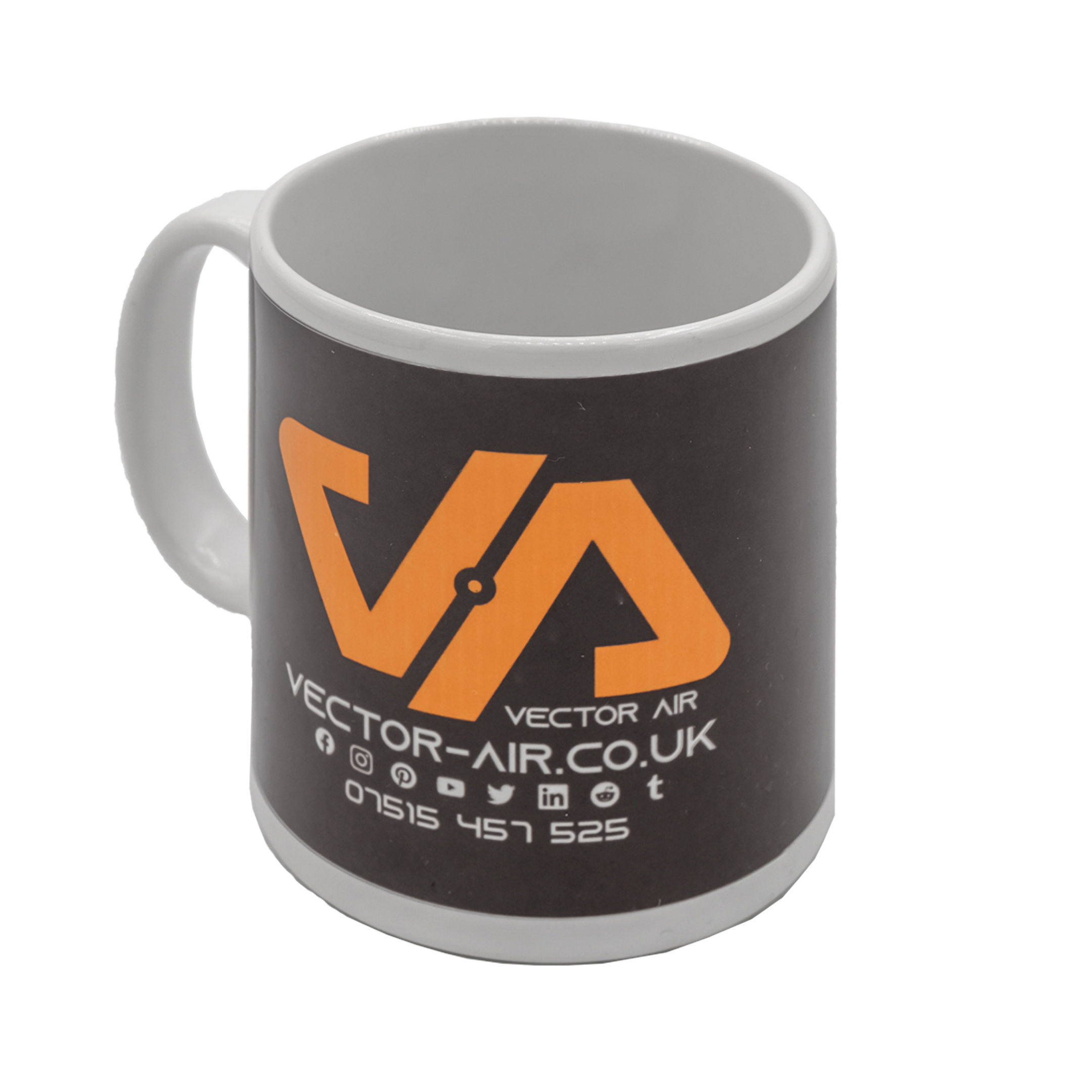 Vector Air mug with logo and contact details