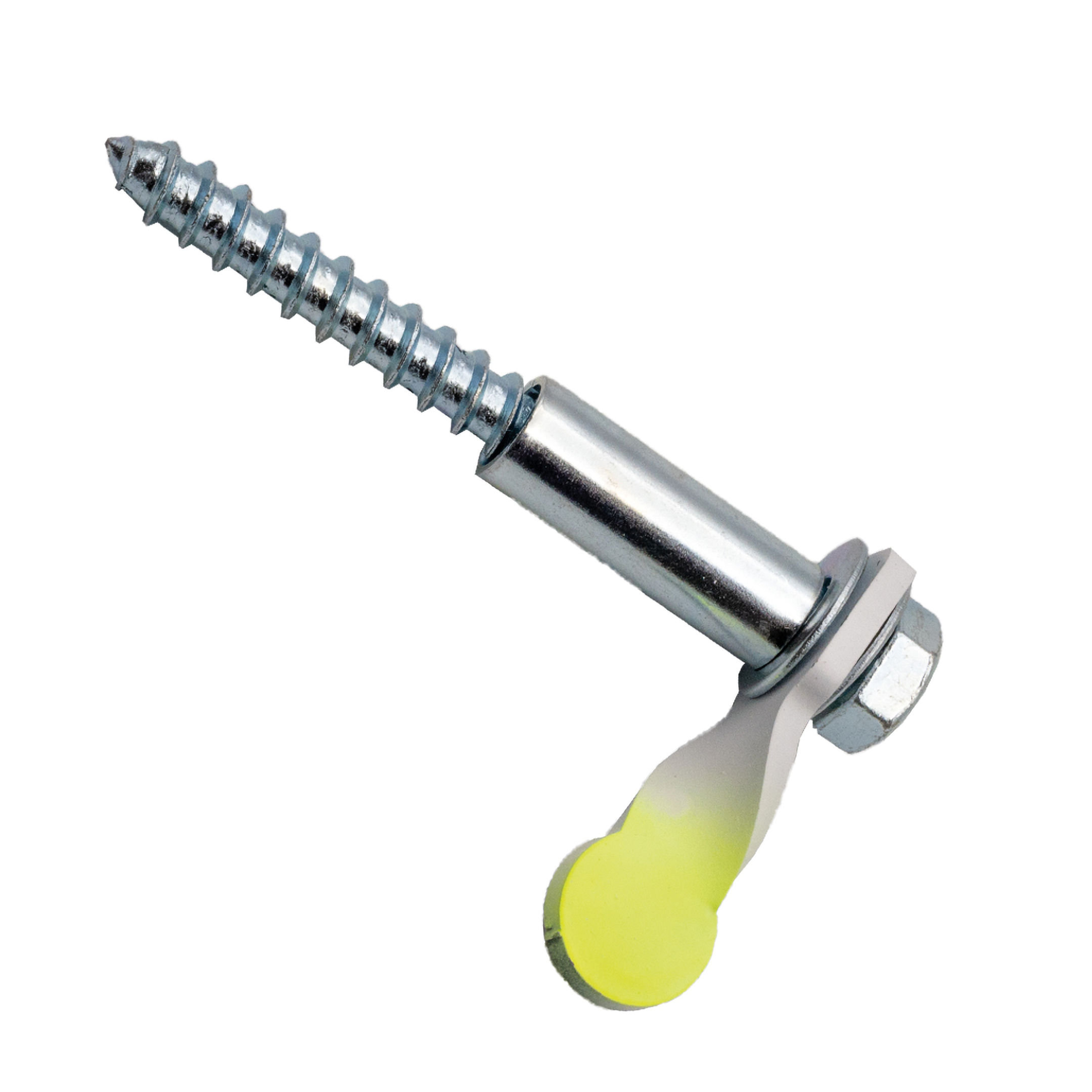 Metal screw with yellow indicator