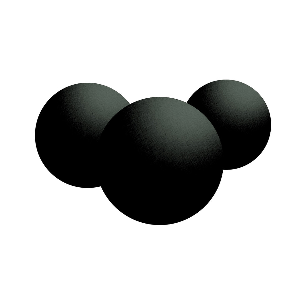 Three black rubber BBs
