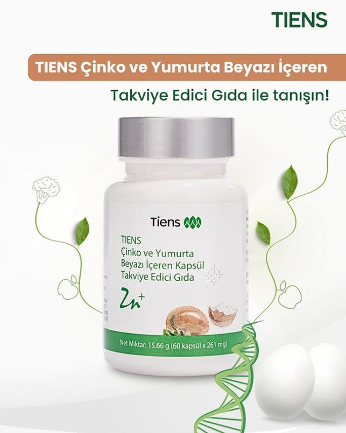 TIENS Çinko ve Yumurta Beyazı İçeren Kapsül Takviye Edici Gıda