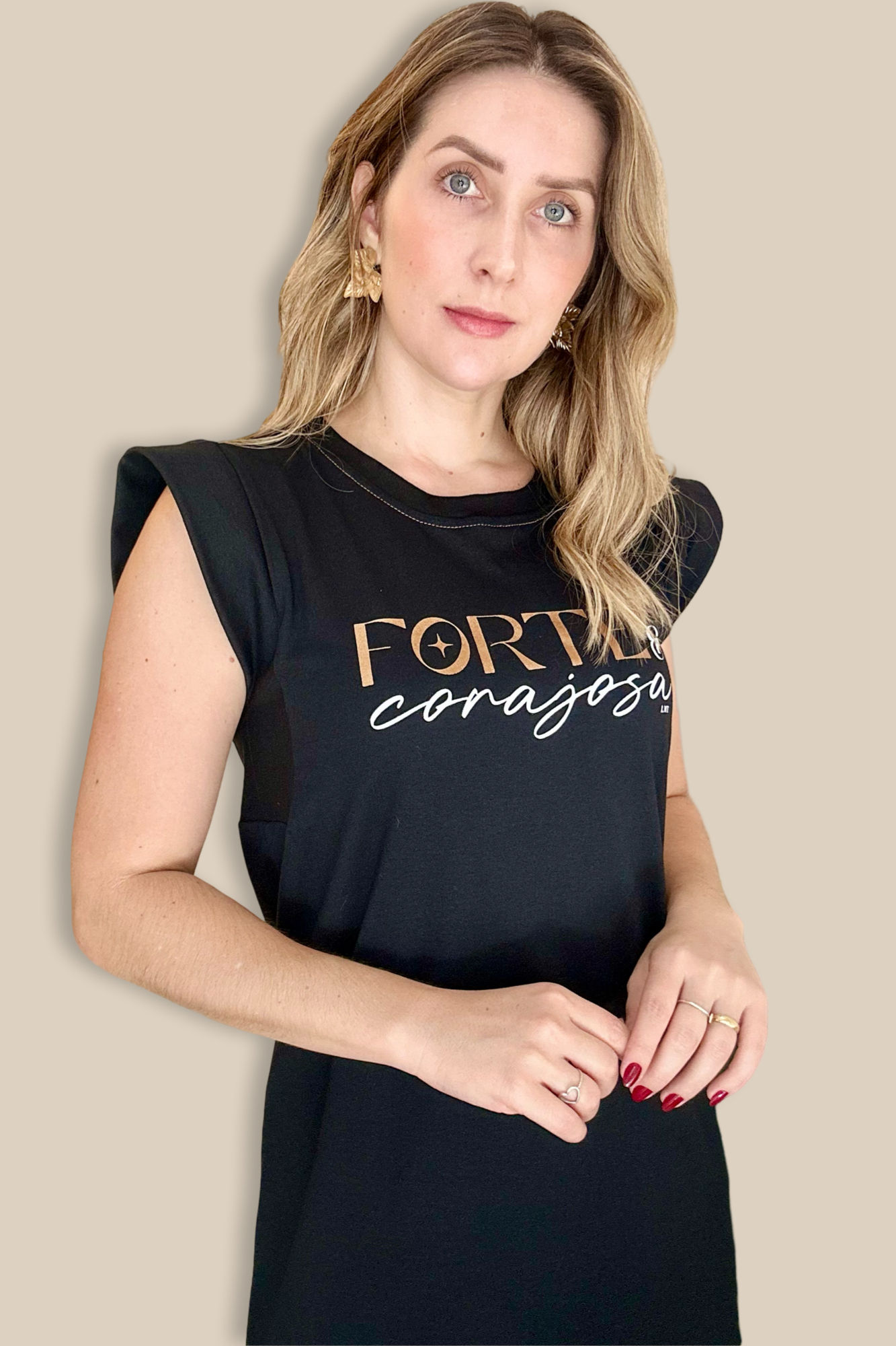 Vestido longo regata Forte e Corajosa