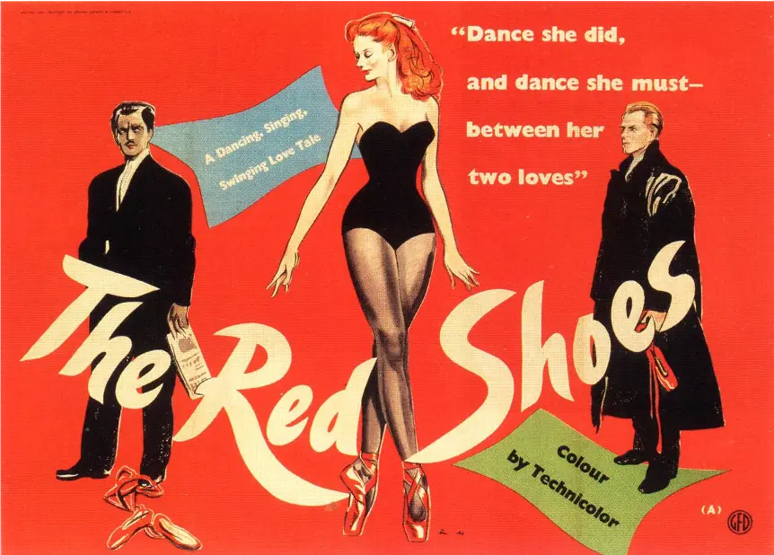 An advertisement for the Powell & Pressburger film "The Red Shoes"