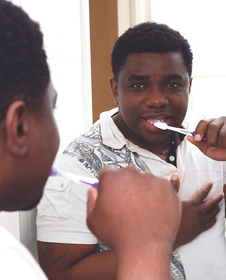 A man brushing his teeth