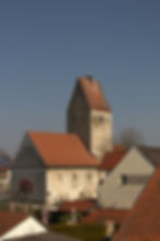 Kirche des Ortes. Fotografiert aus einem unserer Zimmer