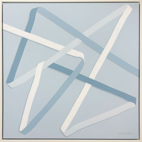 Abstract art made with Sherwin Williams SW 6519 Hinting Blue.