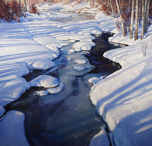 Snowy landscape painting by Josh Elliott.