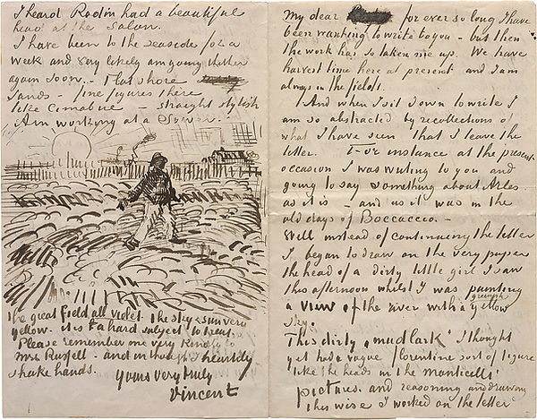 Vincent van Gogh's letter to John Peter Russell written in 1888.