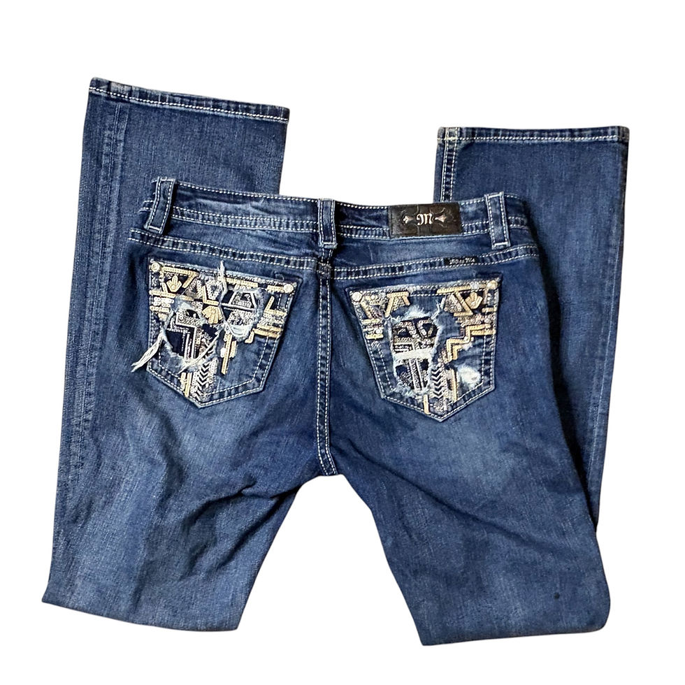 Thumbnail: Vintage Y2K Miss Me Rhinestone Embellished Bootcut Jeans