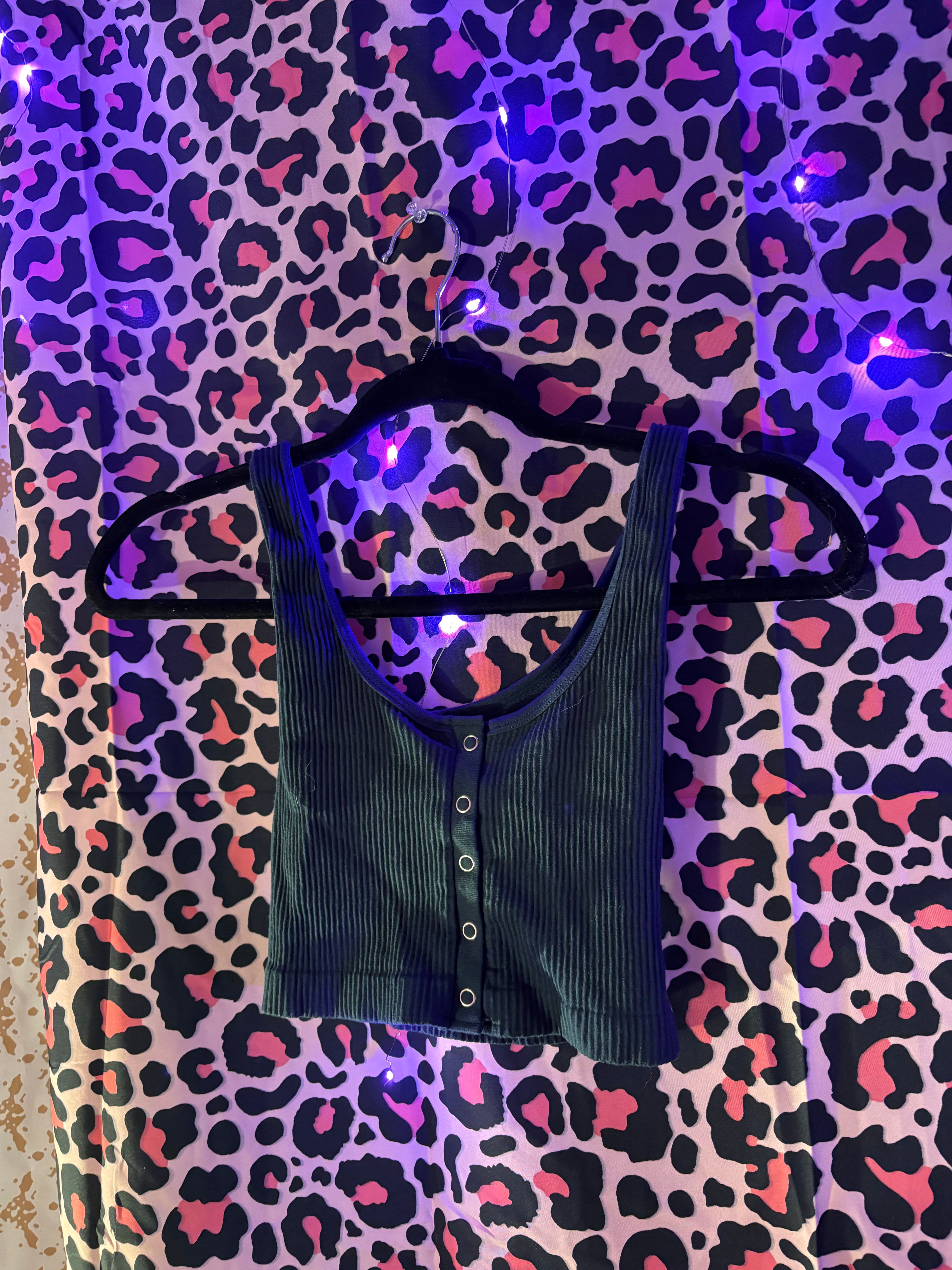 Y2K BASICS- Forrest Green Button Tank Top