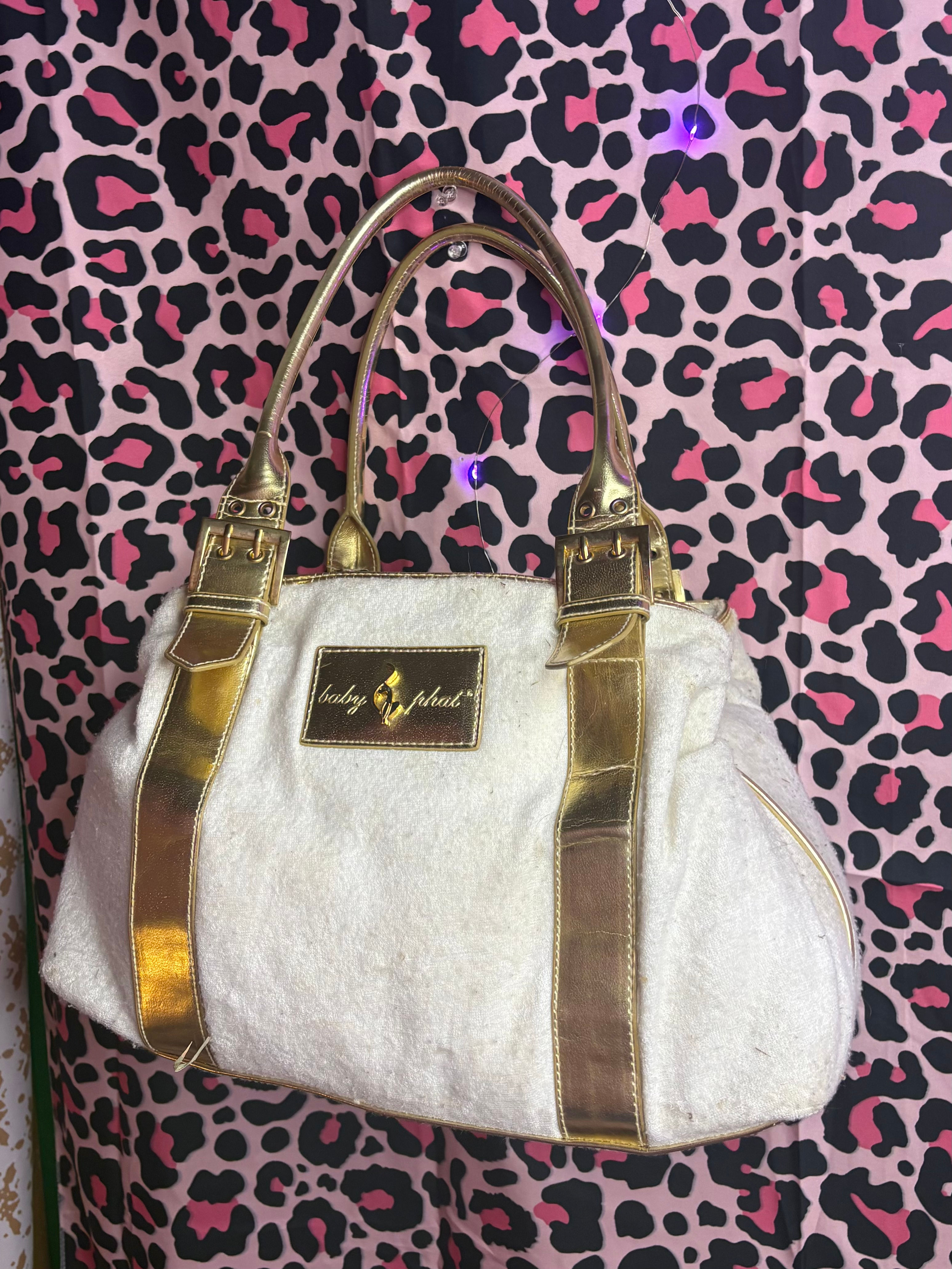 Y2K Baby Phat White & Gold Logo Handbag / Shoulder Bag