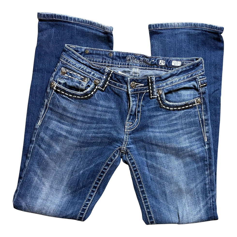 Thumbnail: Vintage Y2K Miss Me Rhinestone Cross Bootcut Jeans