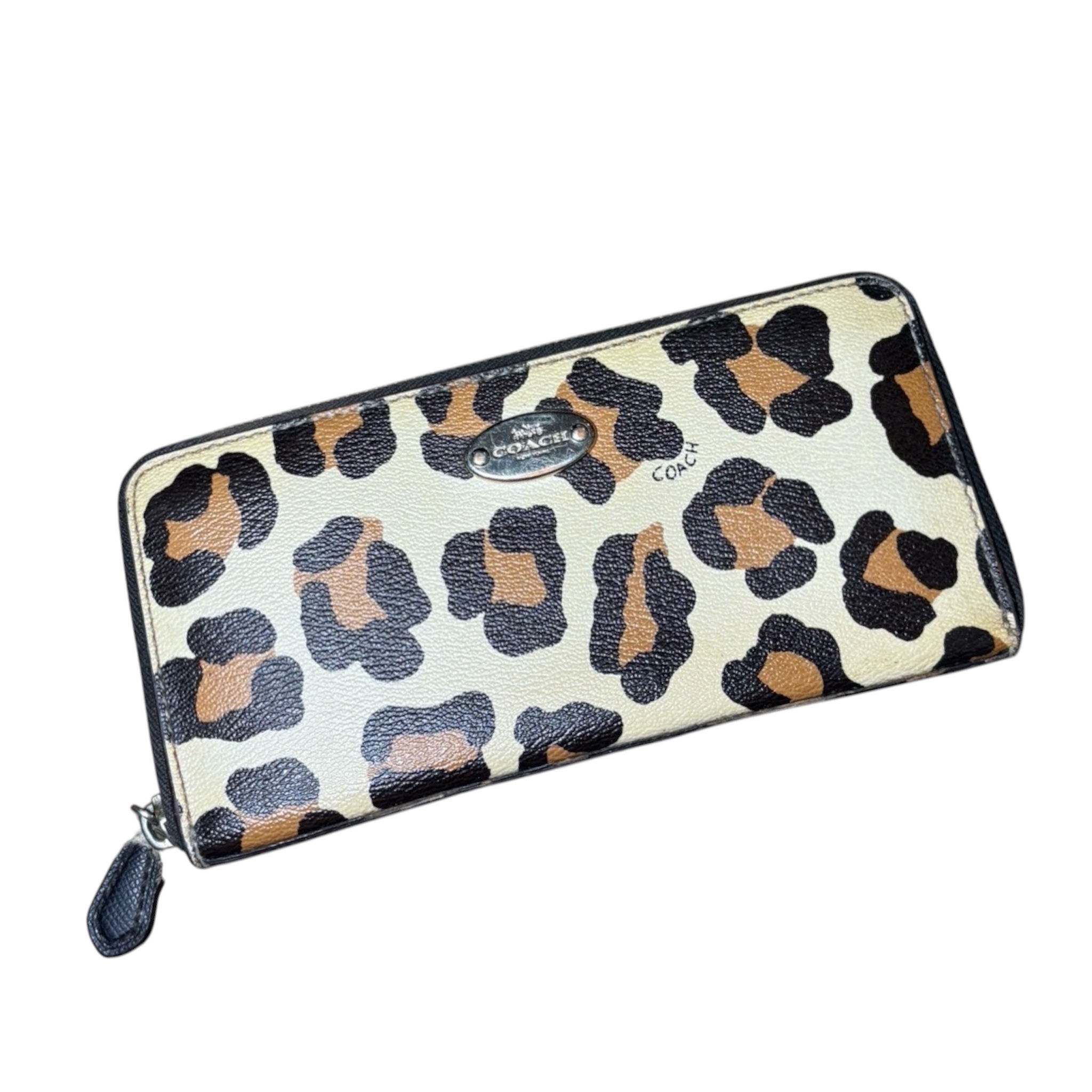 Vintage Y2K Coach Leopard Print Zip-Around Wallet