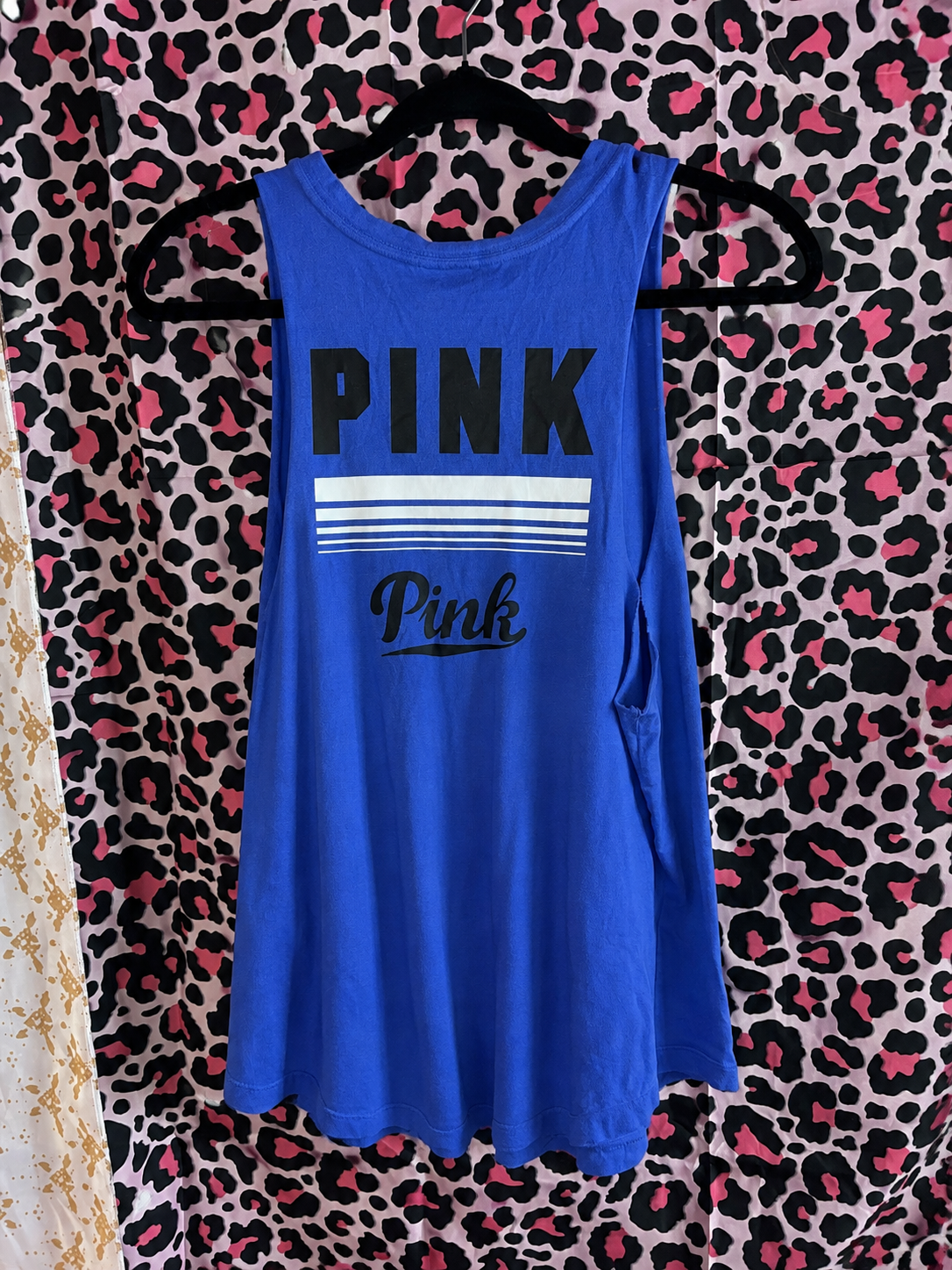 Vintage Y2K Victoria’s Secret PINK Blue Logo Tank Top – Rare 2000s