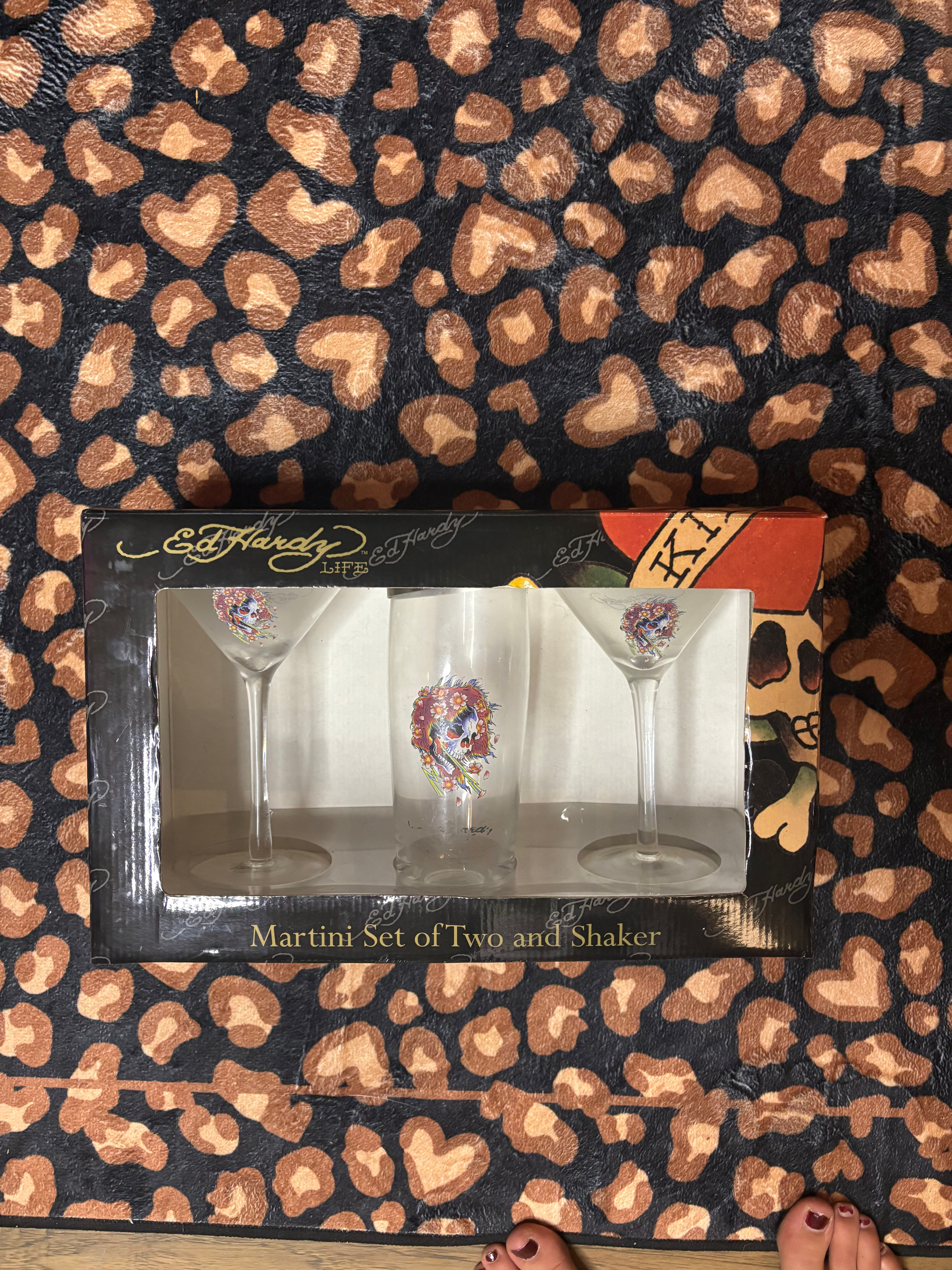 Vintage Ed Hardy Martini Set with Shaker