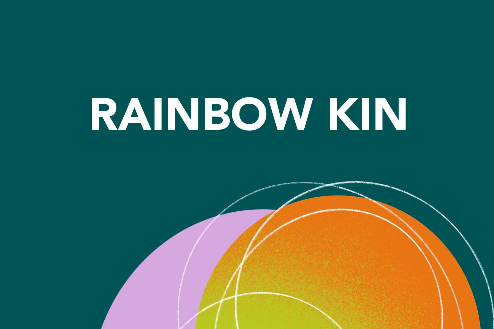 Graphic with purple/pink and orange/green semi circle with white circle outlines. Used to represent chosen family.