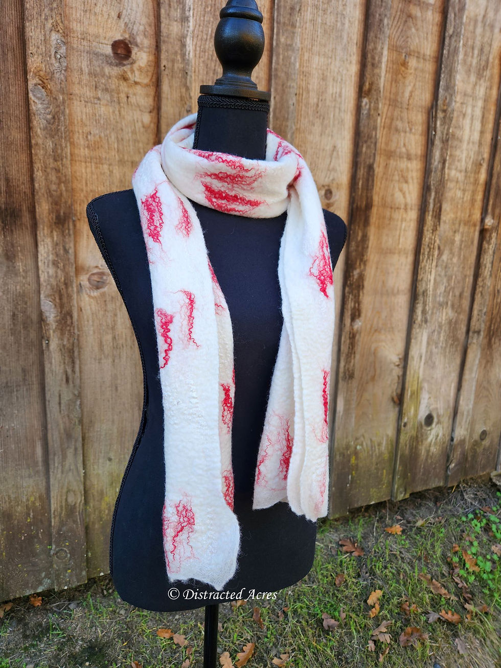 Thumbnail: Hand Felted Wool Scarf - Candy Cane
