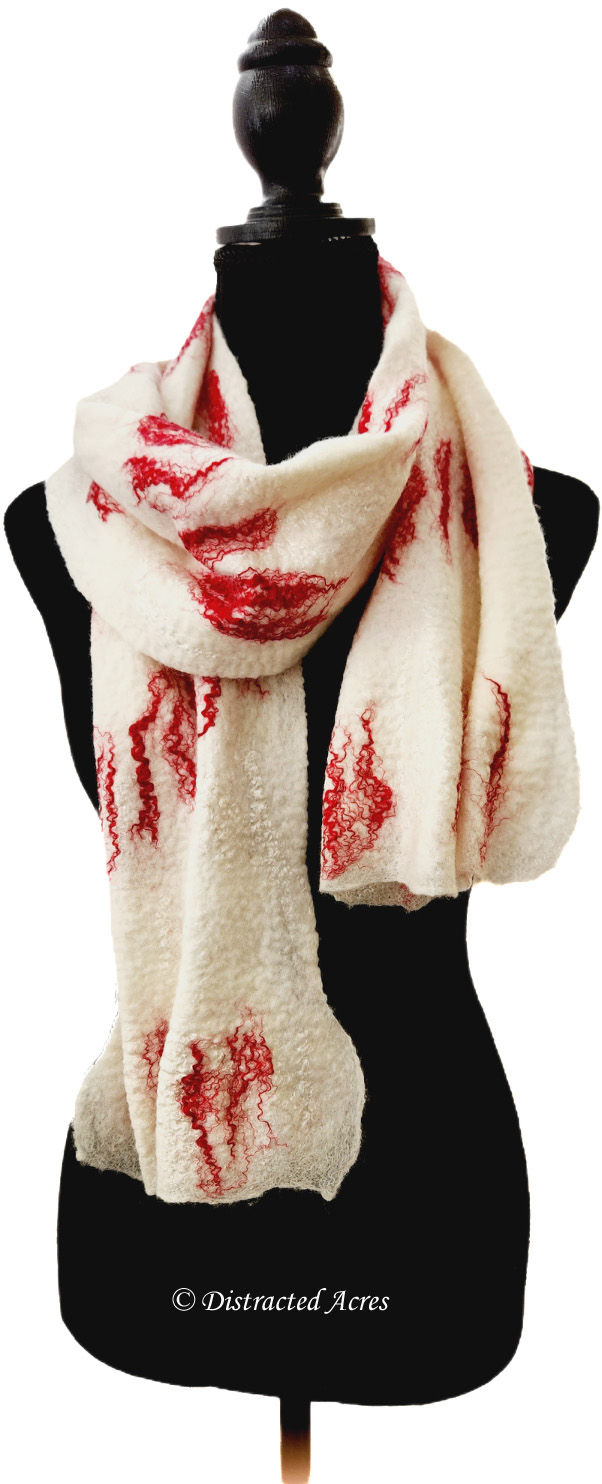 Thumbnail: Hand Felted Wool Scarf - Candy Cane