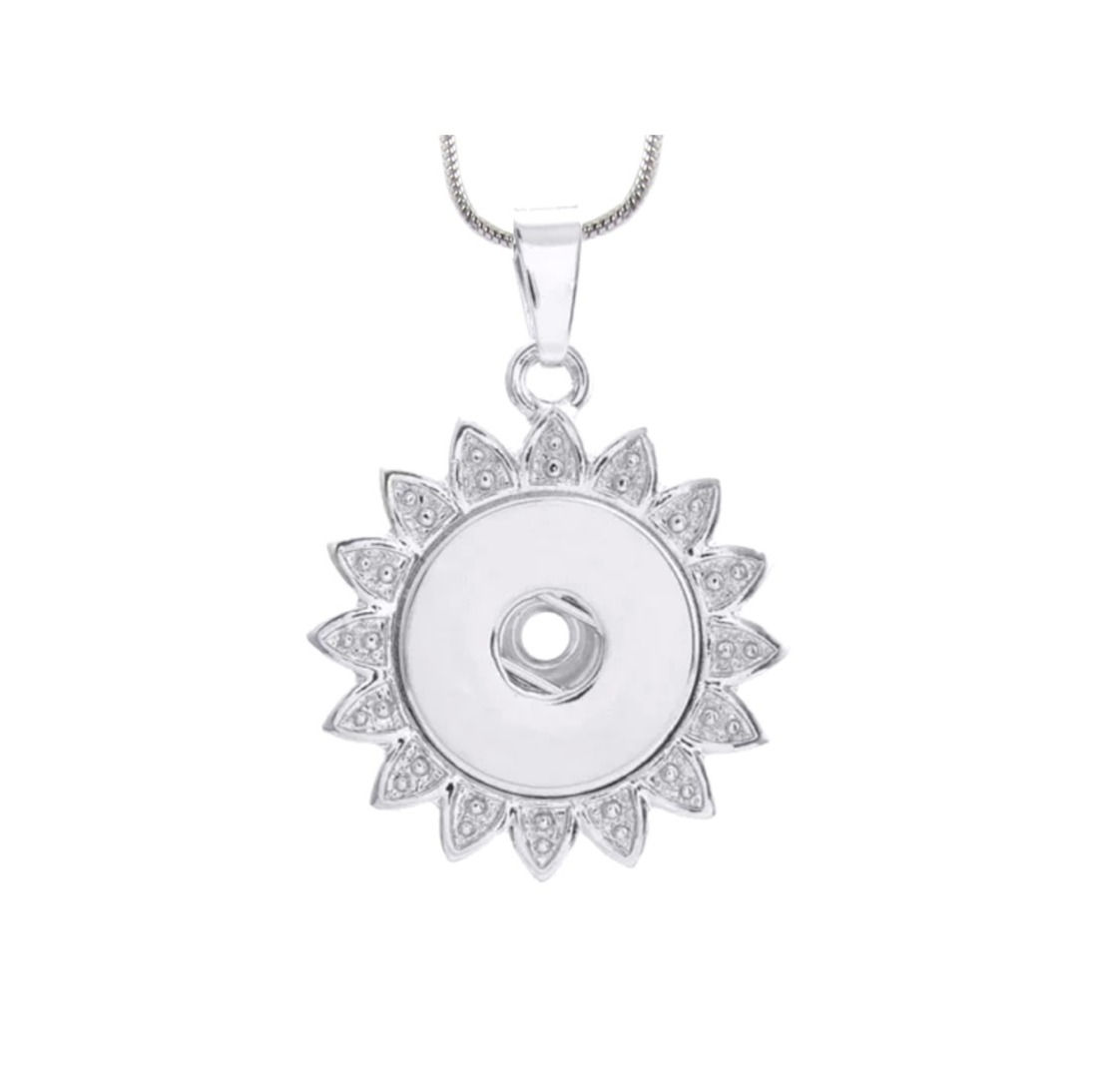Silver Flower 18mm snap Necklace