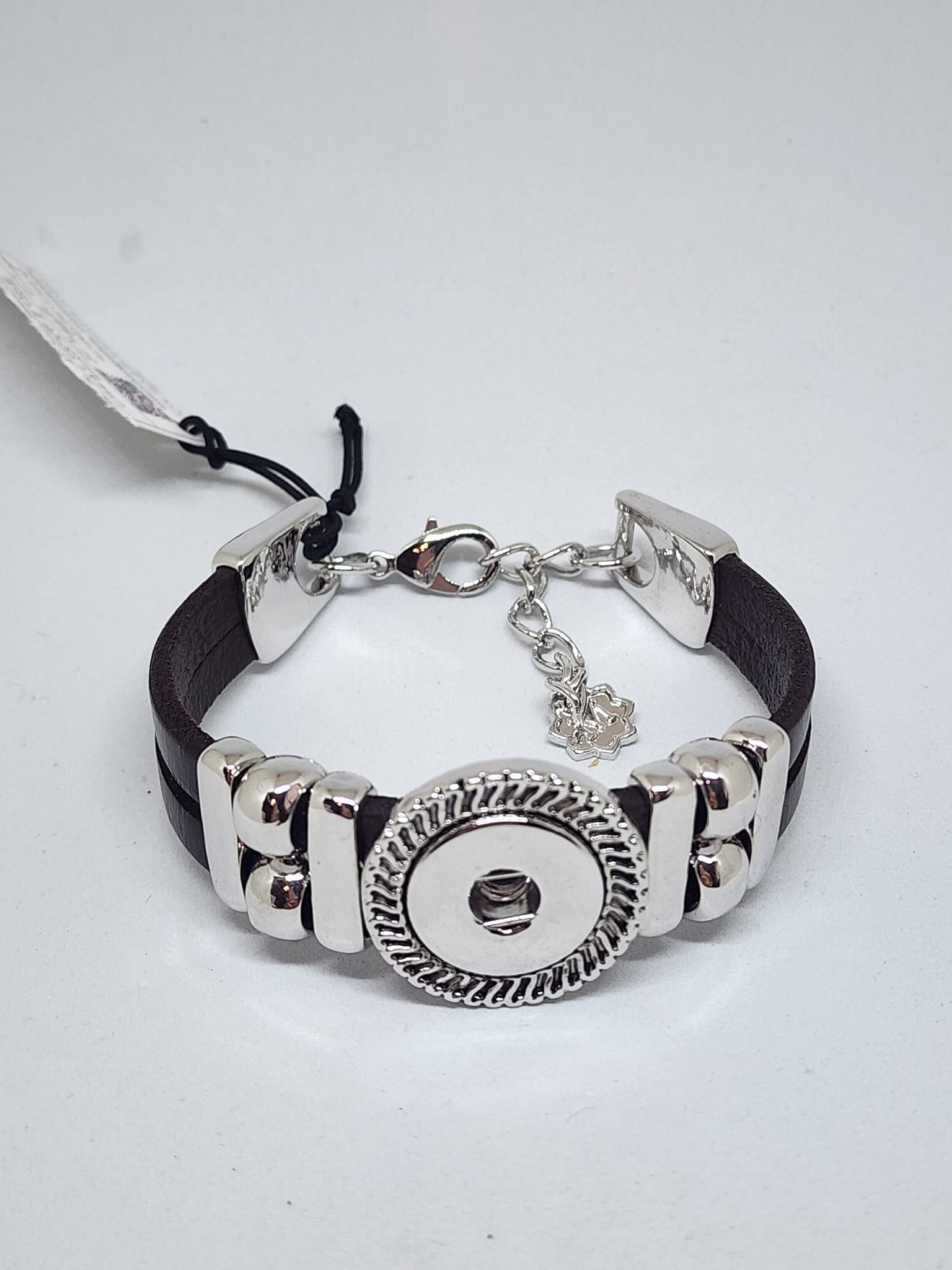 18mm Spirit Black Leather Snap Bracelet