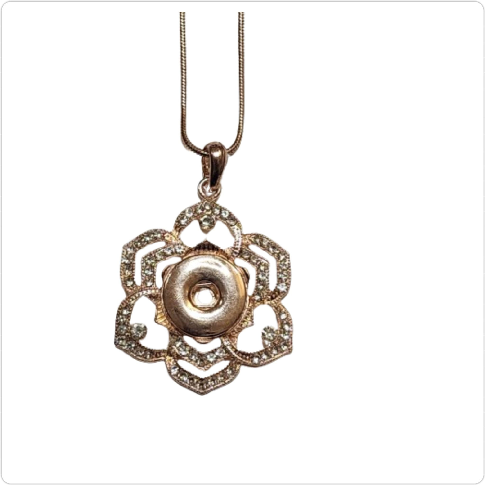 Rose Gold 18mm Open Crystal Flower Necklace