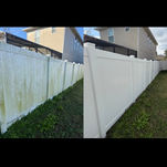 Before and After vinyl fence cleaning