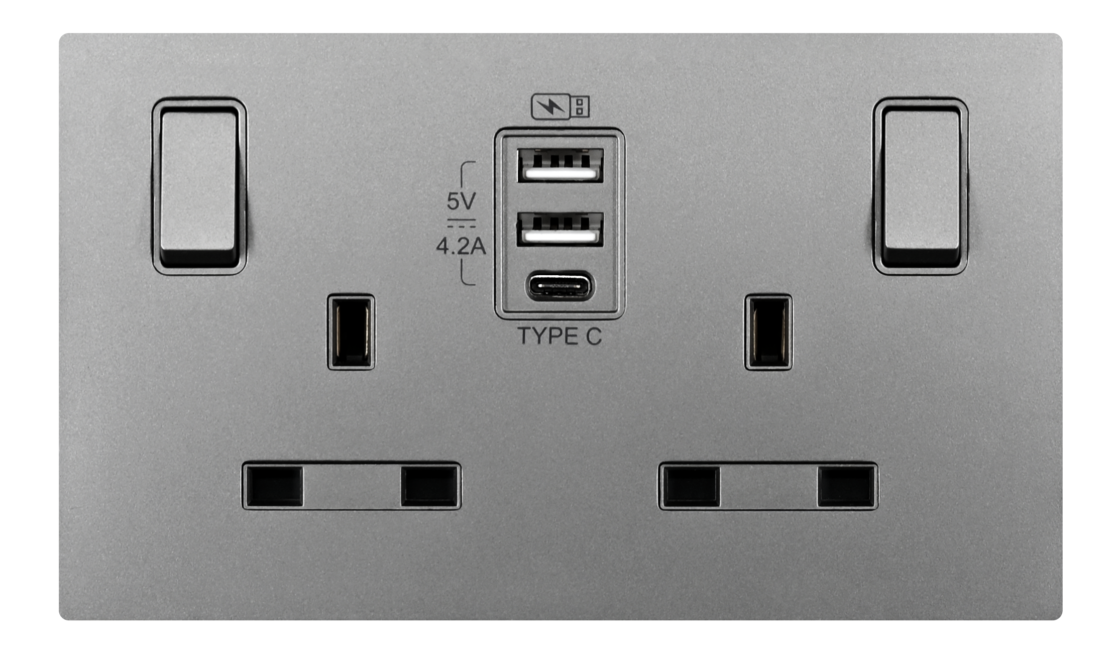 2 Gang Switched Socket USB (A&C)
