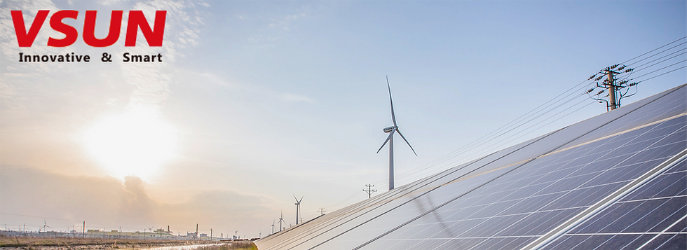 VSun logo and solar panels