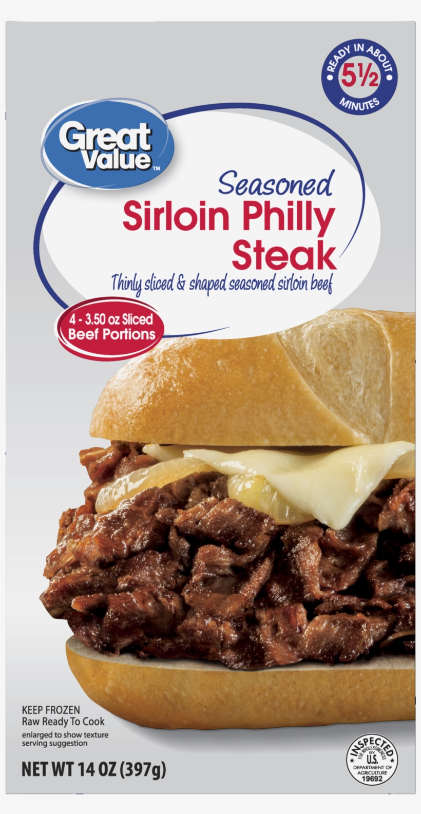 Air Fryer Great Value Sirloin Philly Steak box