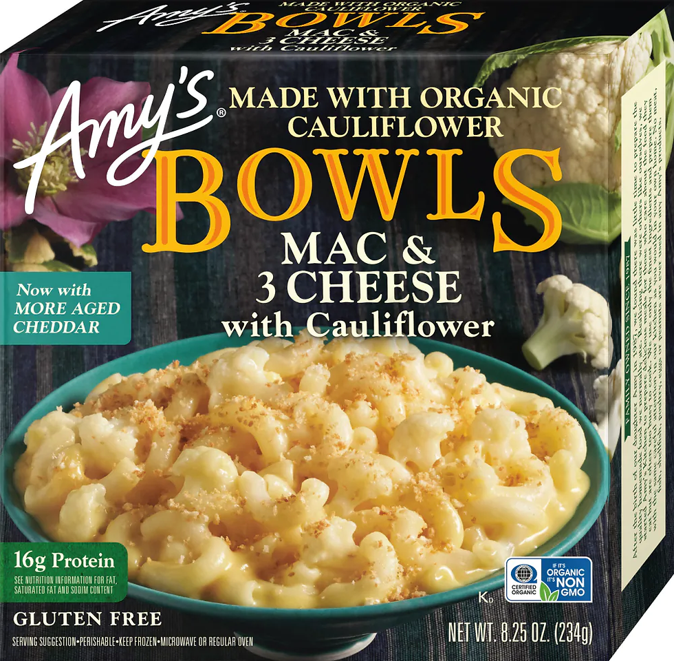 Air Fryer Amy's Mac & 3 Cheese with Cauliflower Bowl box