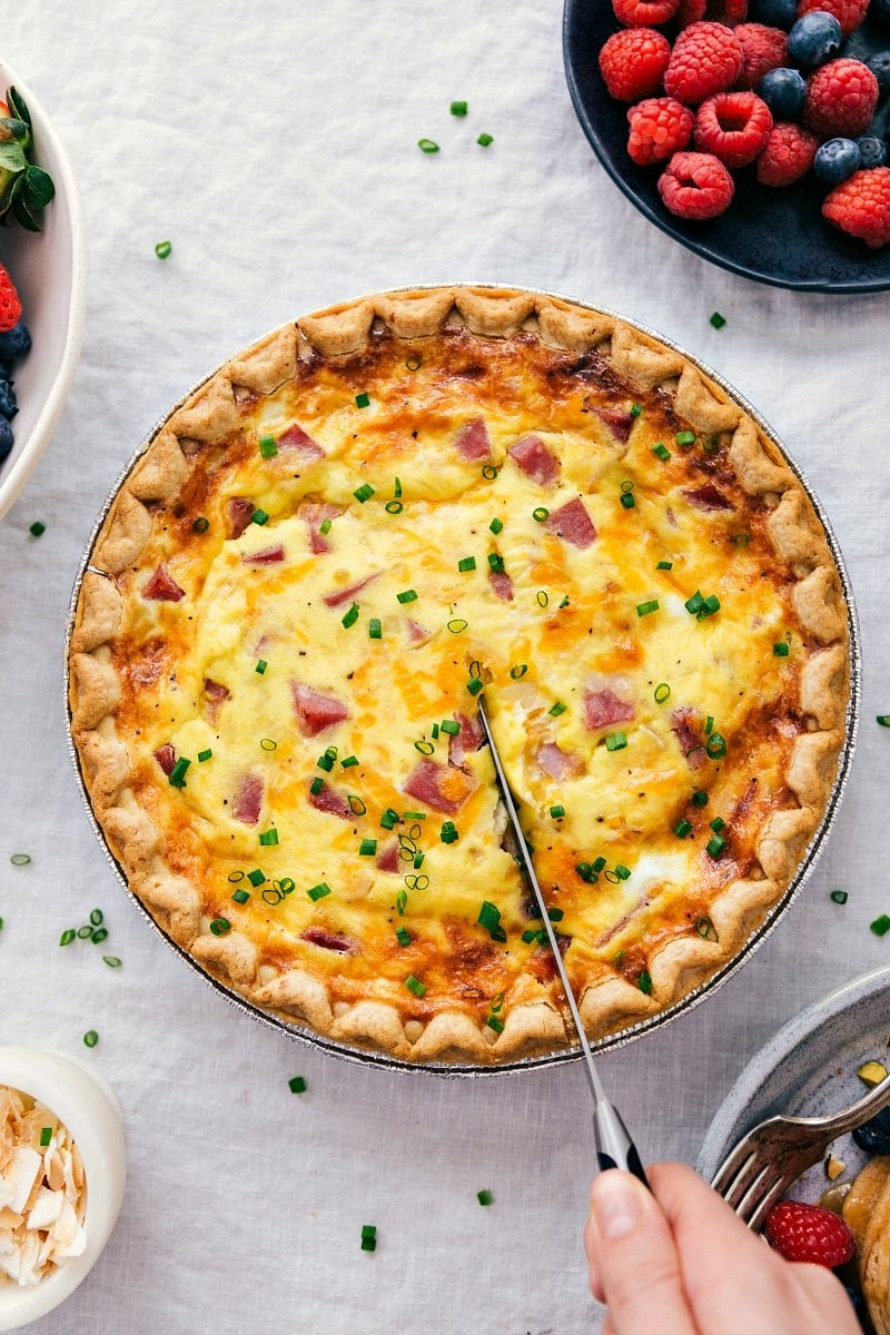 Air Fryer Publix Quiche birds eye view on a counter