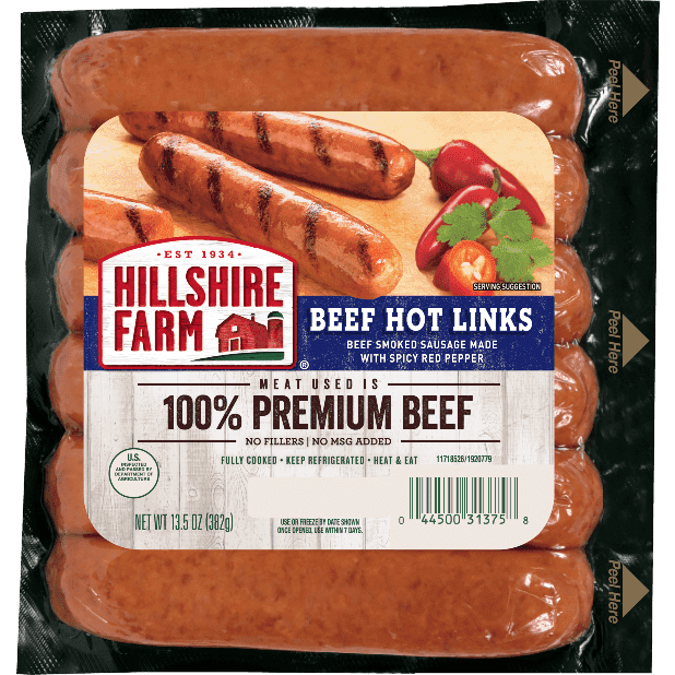 Air Fryer Hillshire Farm Beef Hot Links Smoked Sausage in a package