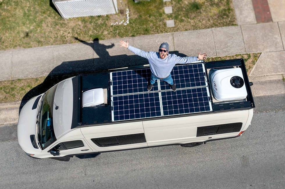 Orion solar panels installed on a van