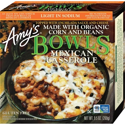 Air Fryer Amy's Organic Mexican Casserole Bowl box